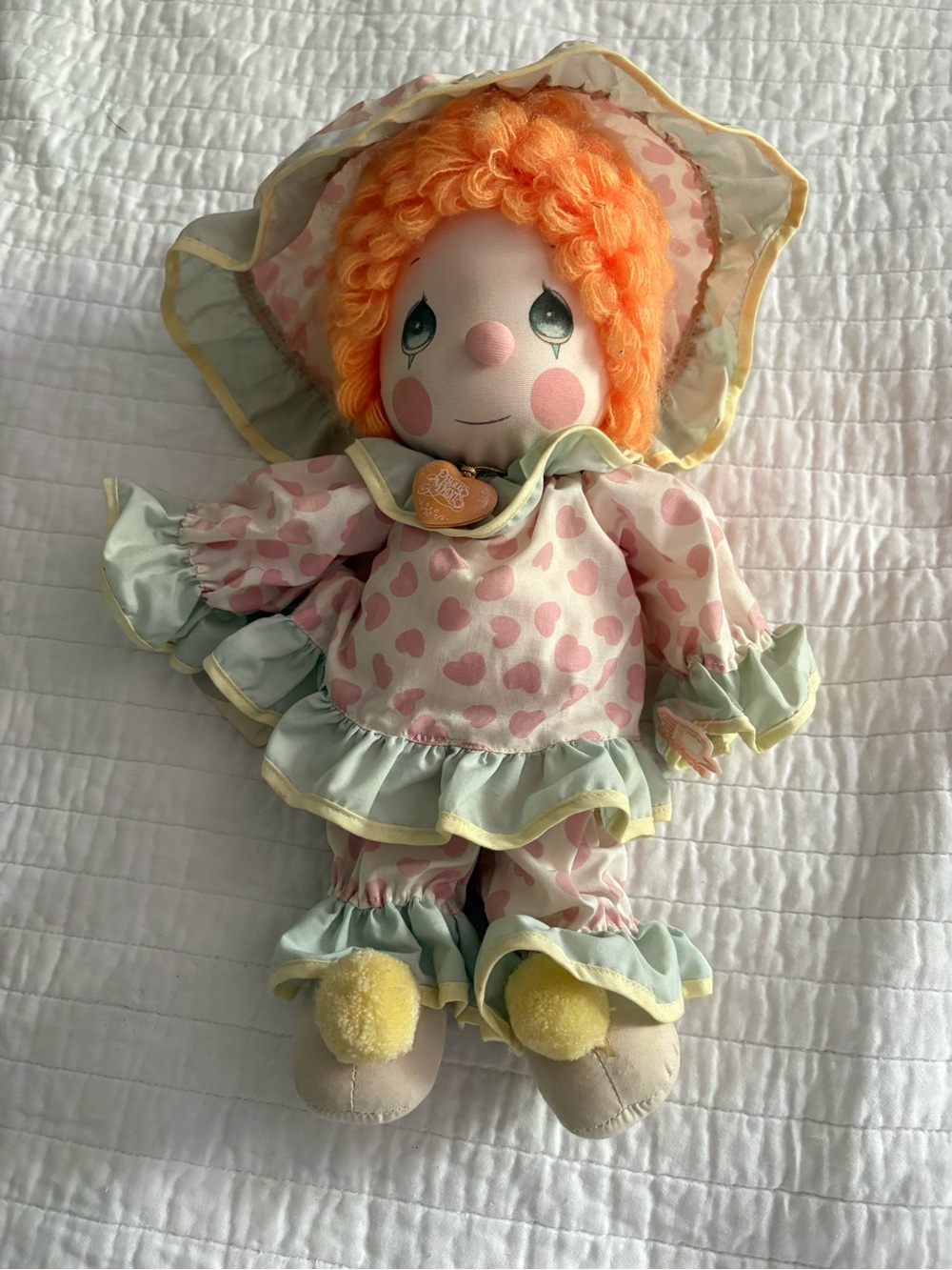 Precious Moments Orange-Haired Heart Print Cloth Doll with All Tags